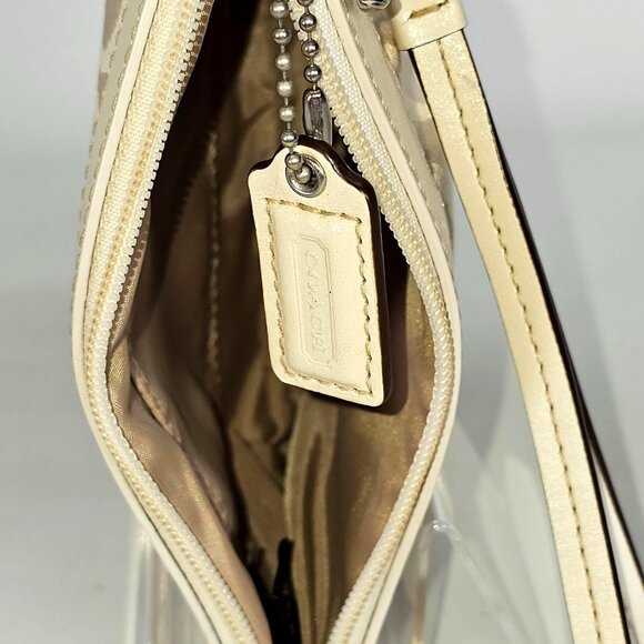 Coach Women's Signature Color Beige Pleated Wristlet 132 - Picture 9 of 13